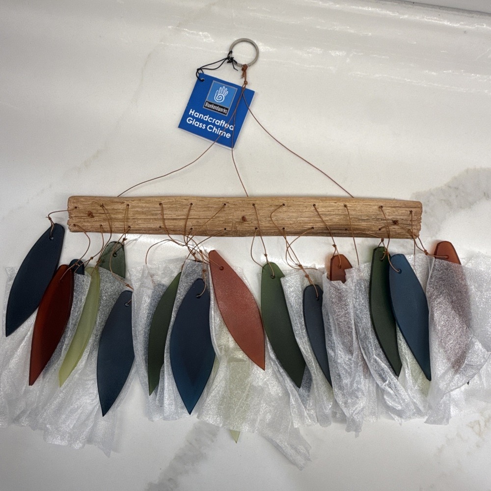 Blue Handworks Atlantic Coast Driftwood Glass Wind Chime GEBLUEG168 Ships Fast!
